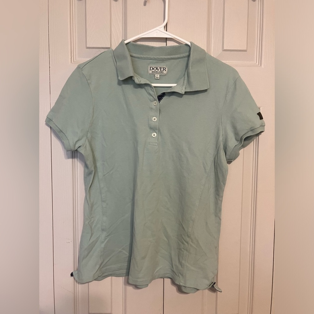 dover saddle Ridding Top Women’s Sz L Blue Equestrian‎ Polo Cotton
